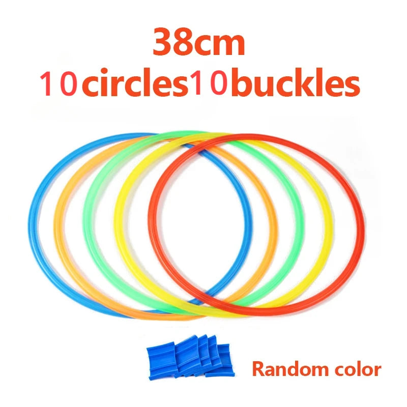 Outdoor Funny Physical Training Sport Lattice Jump Ring Set Game 10 Hoops 10 Connectors for Park Football Training Supplies