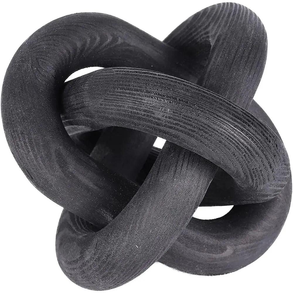Decorative Hand Carved Modern Farmhouse Accents Wood Knot Decor 3-Link Pine Shelf Decor Wood Chain Link Decor