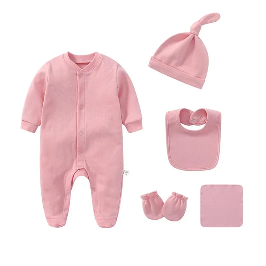 Baby boys rompers Cotton Solid newborn Baby Clothing Mittens Hats Socks Kids Outfits Toddler Custome