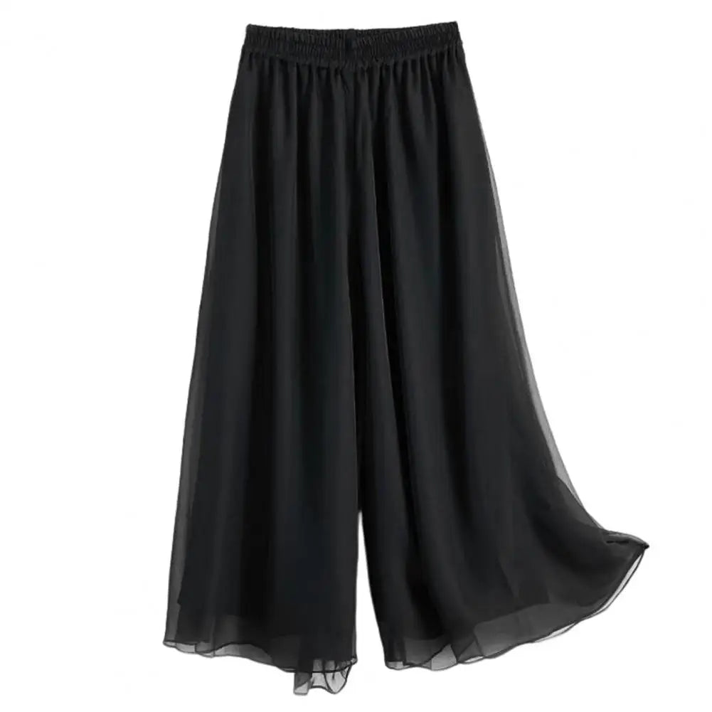 Women Chinese Classical Dance Clothing Female Elegant Trousers Practiice Clothes Modern Elastic Waist Ethnic Pants White Black