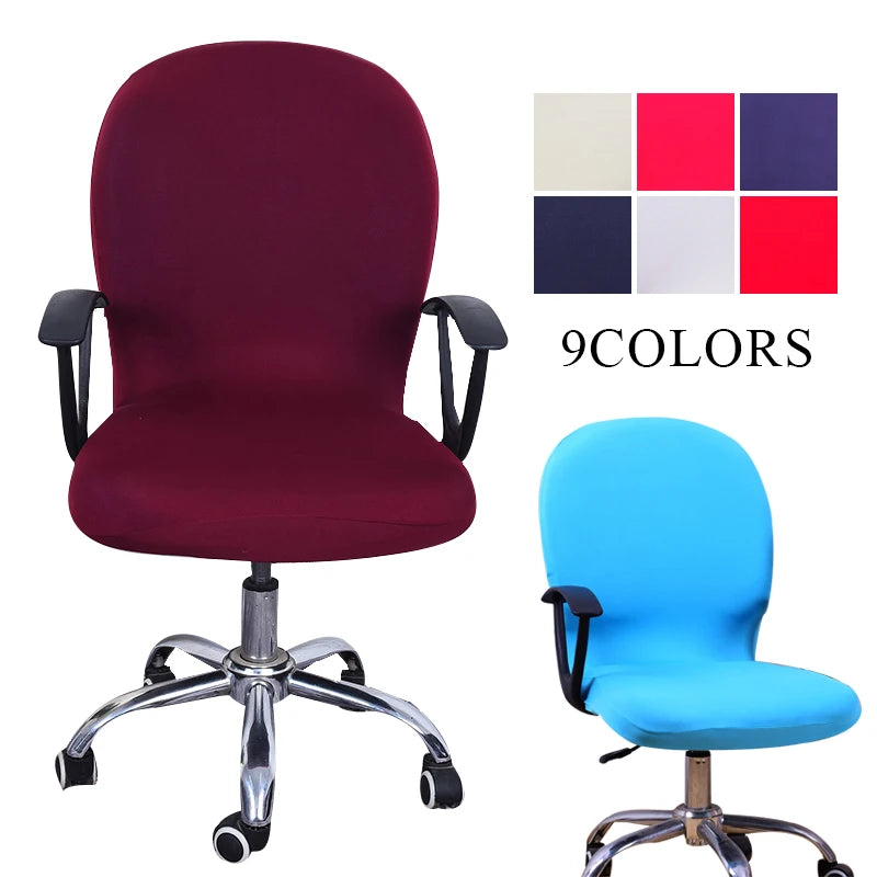 Swivel Chair Cover Solid Color Elastic Chair Protector Computer Office Chair Cover Back Cover Rotating Chair Slipcover Stretch