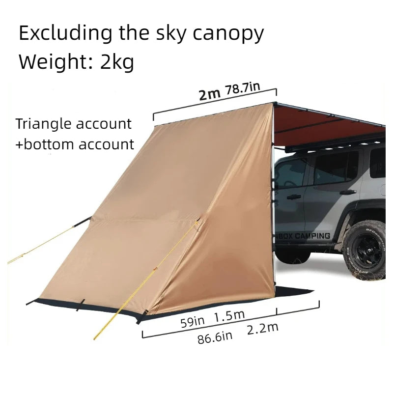 Outdoor Car Side Tent, Expanded Shelter with Windows, Arranged Bag Projection Canopy Side Tent, Outdoor Camping Equipment