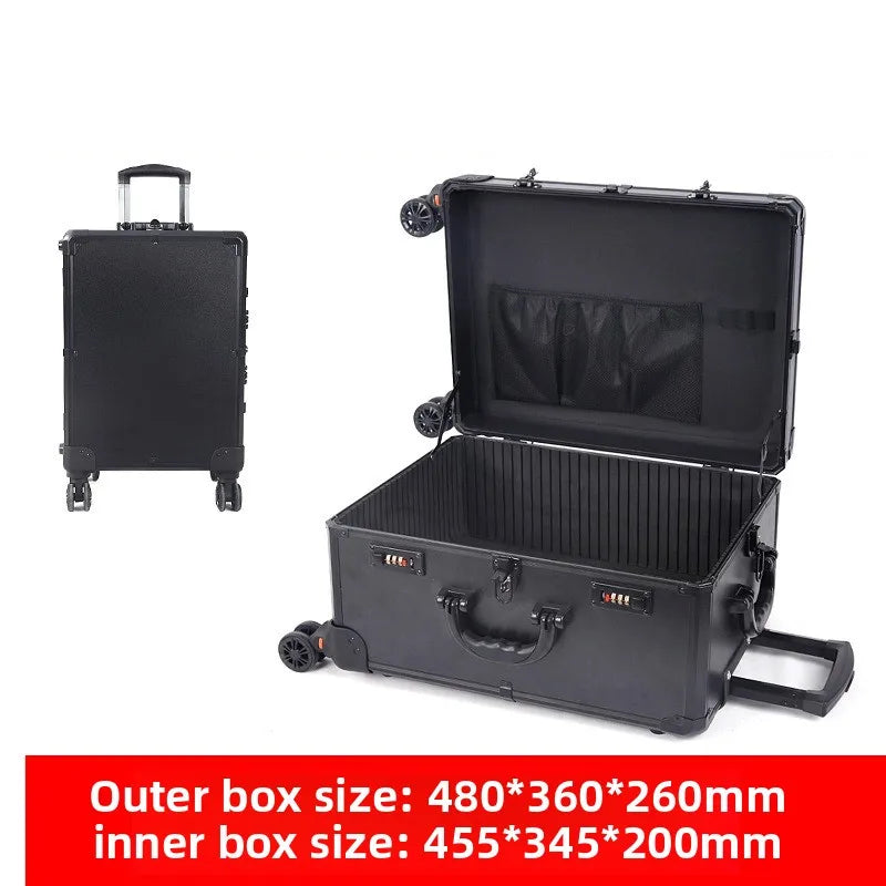 Aluminum Alloy Frame Rolling Luggage Universal Wheel Shockproof Portable Multifunctional Tool Storage Case Safety Protection Box