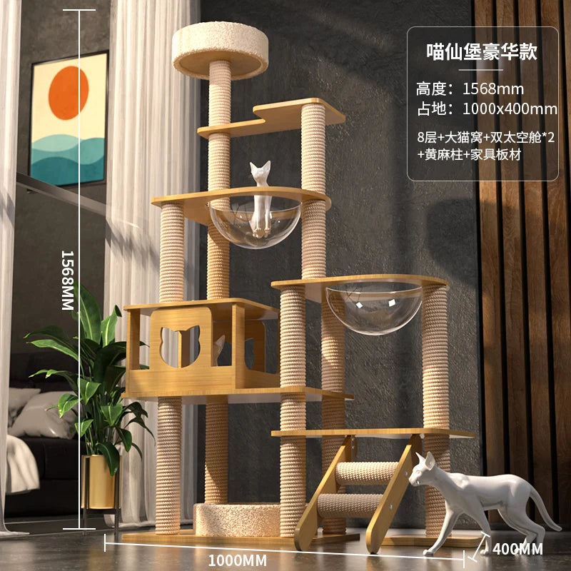 Tree Tower House for Large Cats, Claws, Sofa Protection, Cats with Scrapers, Wooden Cat Scratcher, Beds and Furniture