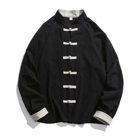 Mens Traditional Chinese Clothing Spring Autumn Solid Tang Suit Men Kung Fu Tai Chi Master Costume Male Tops Jackets Gift