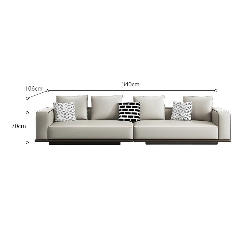 Modern Simple Leather Sofa Living Room Modern Large Flat Floor Large Household Type First Layer Cowhide Inline Tofu Block Sofa