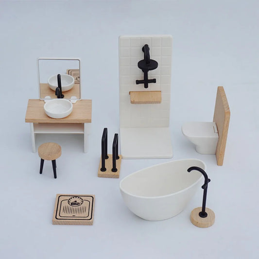 1:12 Dollhouse Simulation Bathroom Toy Simulation White Wash Basin Dollhouse Miniature Bathroom Set Miniature Dollhouse