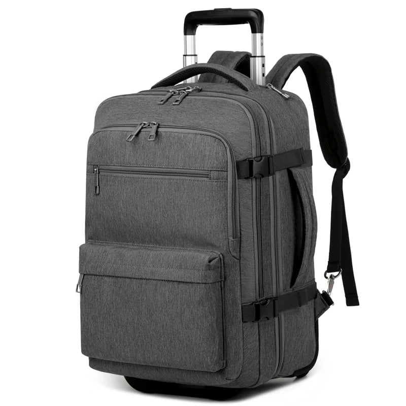 Rolling Backpack Carry On Luggage, Travel Laptop Backpack with Wheels for Men Women, Water Resistant Wheeled Rucksack Bag