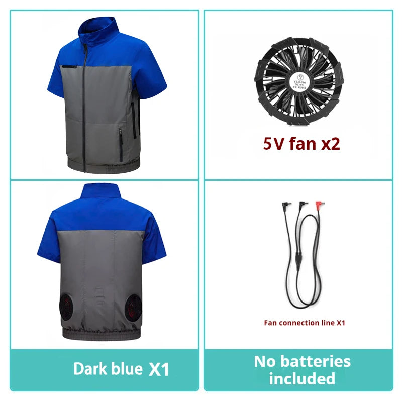 Heat-proof and Cooling Air-conditioning Clothing for Men and Women, Comfortable Short-sleeved Jacket with Retractable