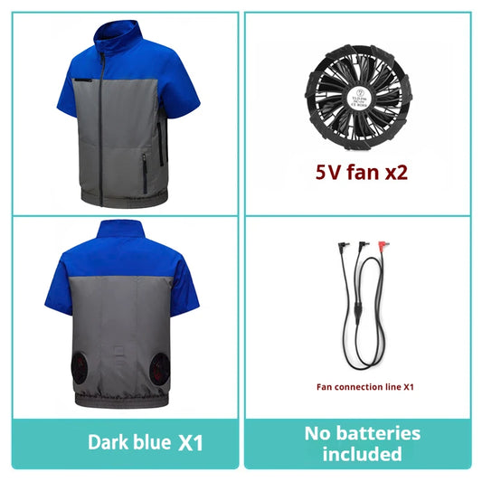 Heat-proof and Cooling Air-conditioning Clothing for Men and Women, Comfortable Short-sleeved Jacket with Retractable