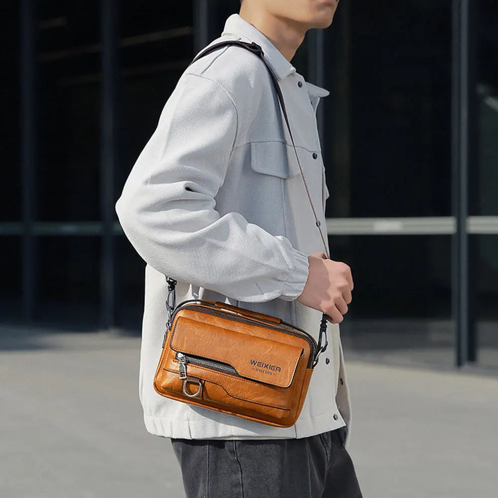 Men's Bag,Versatile Stylish Satchel Bag,PU Leather Waterproof Elegant Cross-body Satchel Bag,For Business Casual Daily Commute
