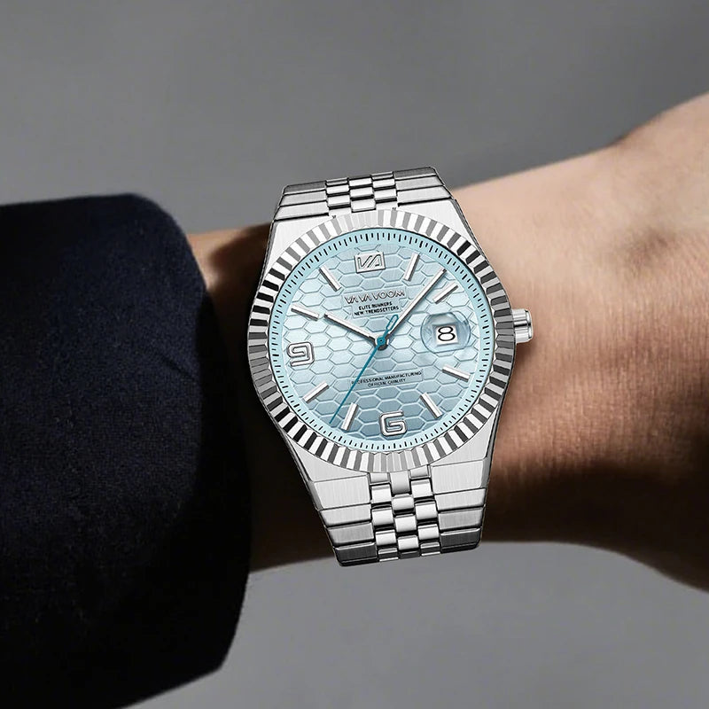2025 NEW Watches For Men Light Luxury Trendy Waterproof Luminous Calendar Honeycomb Pattern Surface Steel Strip Quartz Watches