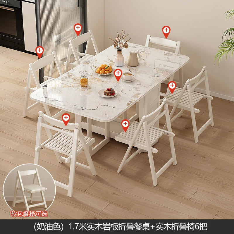 Folding Dining Table Set 6 Vintage Rattan Dining Table Set Modern Luxury Nordic Mesas Pegables Portatil Dining Room Furniture