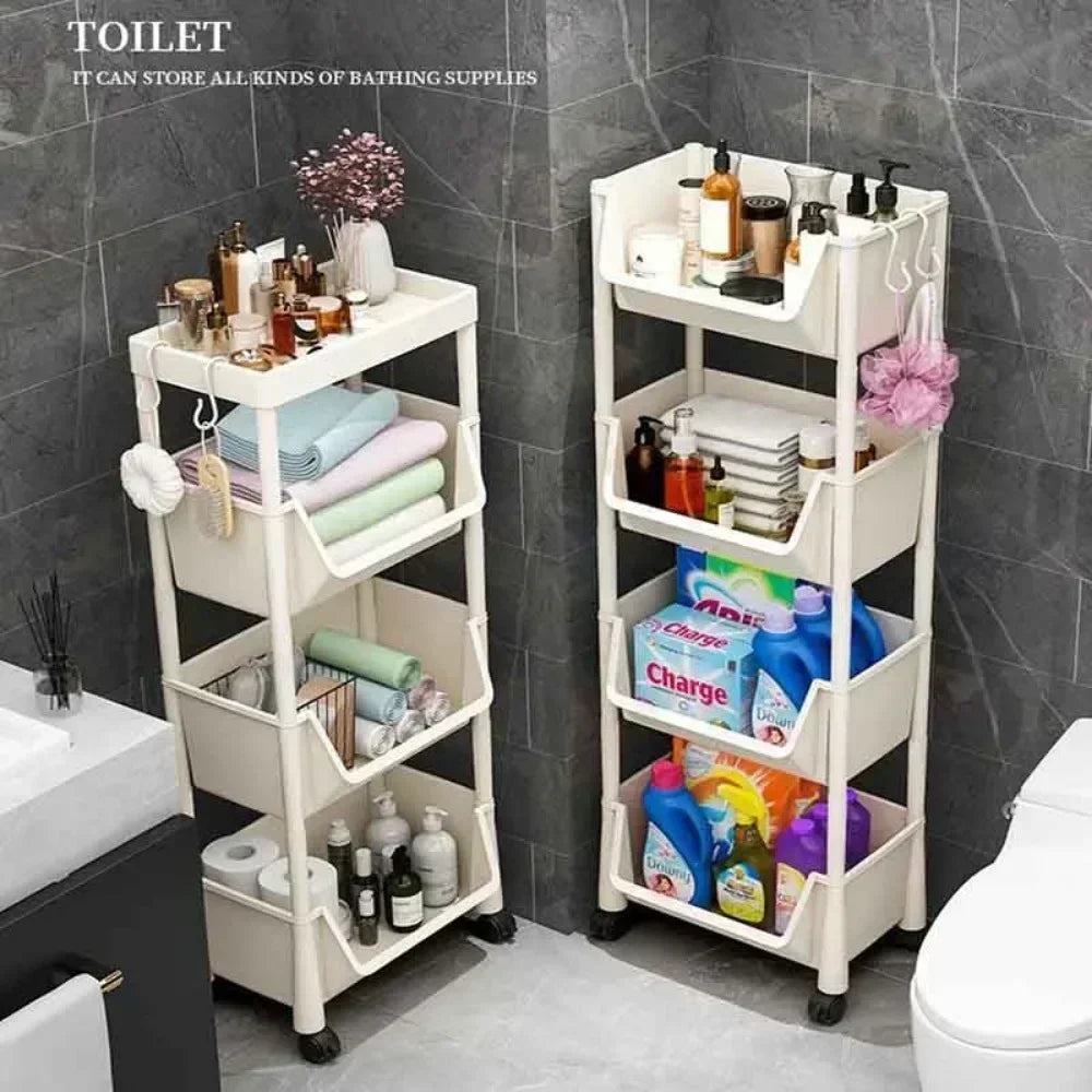 Trolley Bookshelf Kitchen Storage Rack Kitchen Corner Narrow Slit Storage Living Room  Cabinet Bathroom Home Organizer Gifts