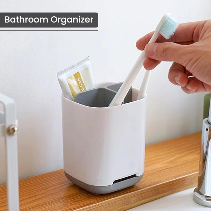 ABYN-Multifunctional Bathroom Organizer Shelf With Toothbrush Holder - Space-Saving Storage For Shower And Bathroom Utensils