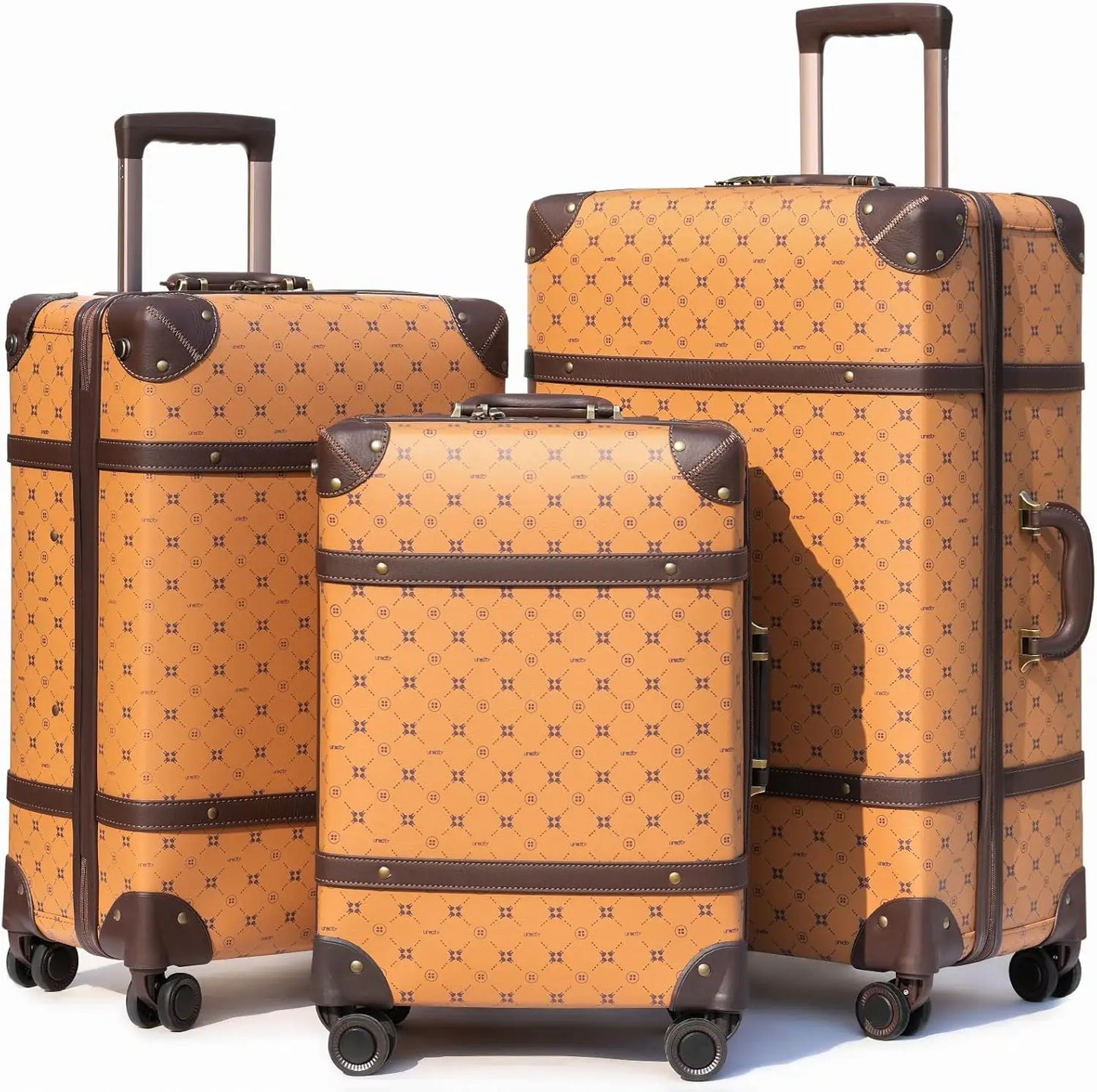 Urecity Hot! New 3PCS/SET Retro Travel Suitcase Rolling Luggage Sets 20"24"28"Size Trolley Suitcase Handbag Carry Ons Wheel