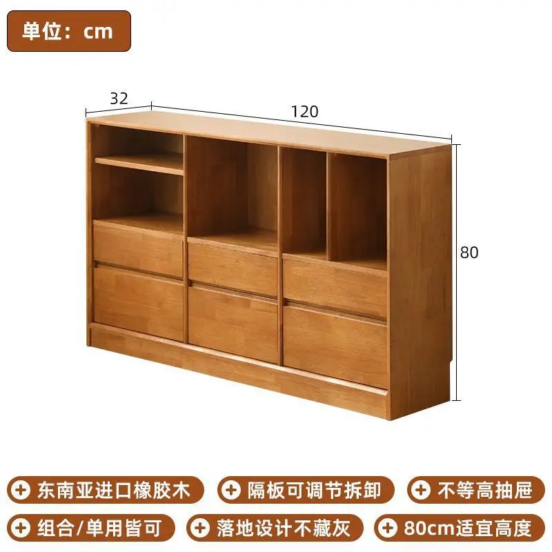 Solid wood partition bookshelf, small apartment storage cabinet, storage cabinet bookshelf, low cabinet, living room combination
