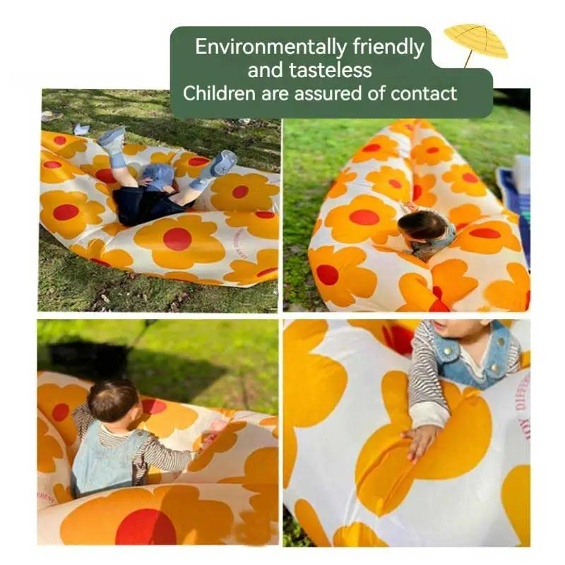 Outdoor Camping Inflatable Sofa Folding Portable Air Sofa Lightweight Ultralight Backpacking Beach Lazy Sleeping Bed