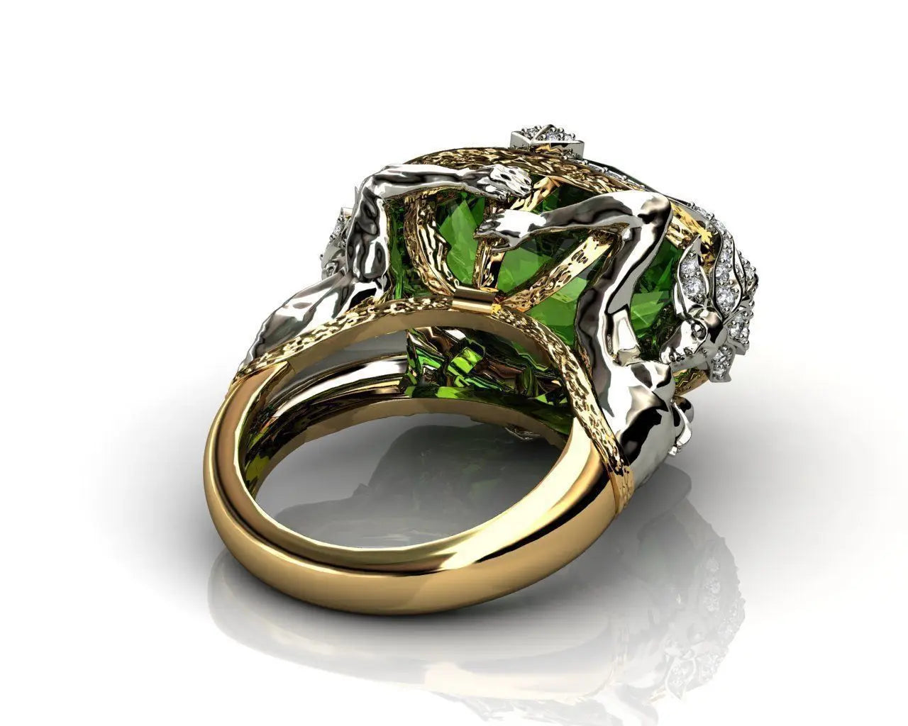 14K Yellow Gold Natural Emerald Gemstone Ring for Women Fine Anillos De Anel Bijoux Femme Jewellery Bizuteria 14K Gold Jade Ring