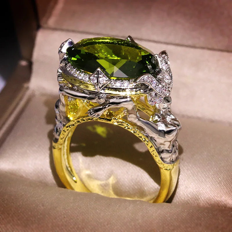 14K Yellow Gold Natural Emerald Gemstone Ring for Women Fine Anillos De Anel Bijoux Femme Jewellery Bizuteria 14K Gold Jade Ring