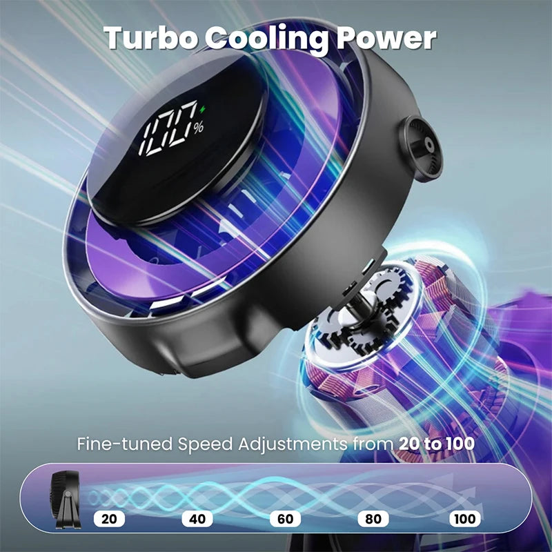 Multifunctional Electric Fan 100 Speed Strong Wind Wireless Wall Mount Cooling Fan LED Digital Display Night Light 4000mAh