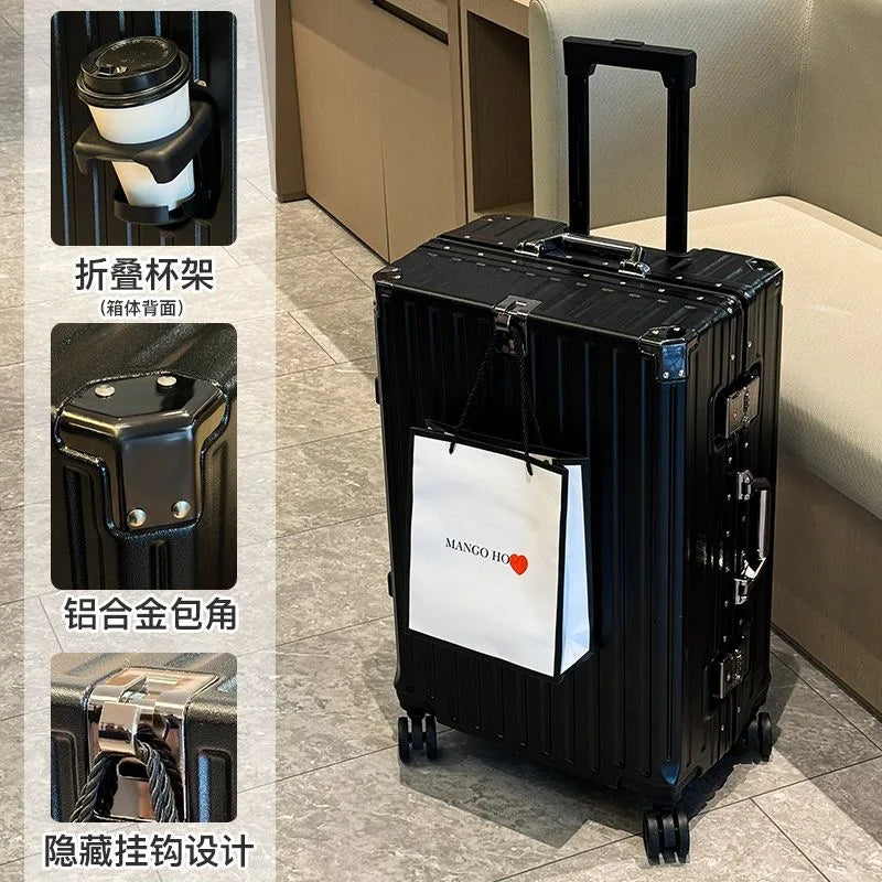 New Travel Suitcase Rolling Luggage Trolley Case Universal Wheel Carry-on Luggage with Cup holder Boarding Case travel bags