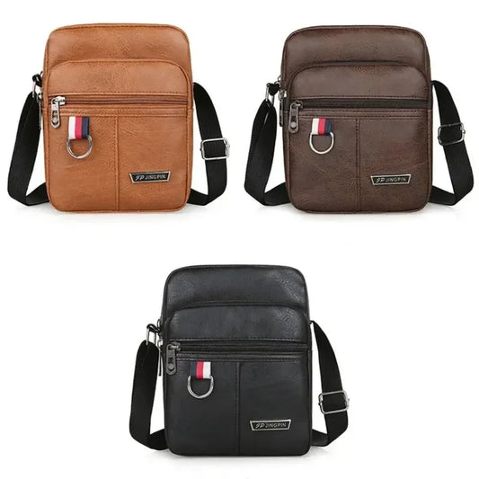 Men's PU Leather Shoulder Bag Large Capacity Chest Bag Casual Solid Color Crossbody Bag for Men Daily Use Work Office Travel.