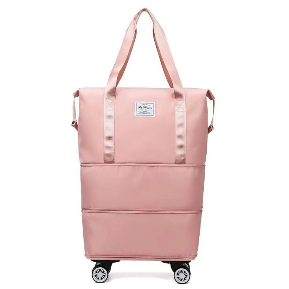 Travel Trolley Luggage Storage Bag With Wheels Waterproof Pulley Portable Collapsible Expandable Fashion Large Capacity Clothes
