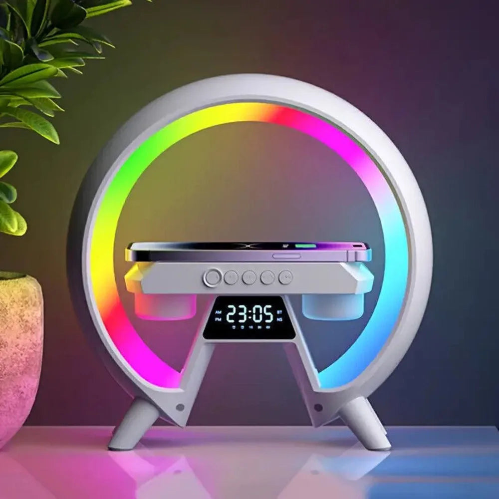 LED Lamp Smart G Bluetooth Speaker Wireless Charger RGB Alarm Clock Night Light~