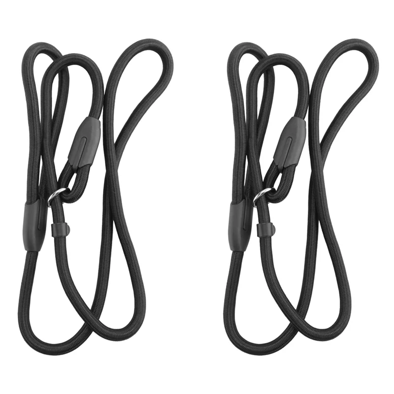 AA81-2X Sturdy Pet Collar Rope Nylon Dog Slip Training Walking Lead With P Chain 1Cm Black
