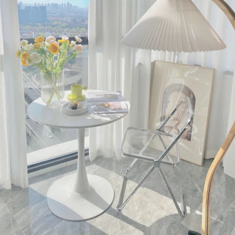 White Tulip Dining Table Balcony Rental Household Small Round Table Tea Table Bedroom Bedside Modern