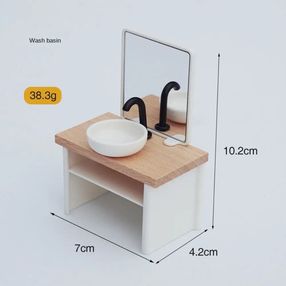 1:12 Dollhouse Simulation Bathroom Toy Simulation White Wash Basin Dollhouse Miniature Bathroom Set Miniature Dollhouse