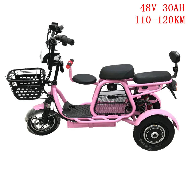 Daibot Electric Scooter With Seat 3 Wheel Electric Scooters 12 Inch 500W 48V 30KM /H Portable Tricycle Off Road Electric Bike