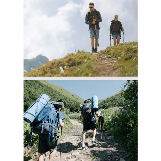 Outdoor Trekking Poles Cross-country Walking Sticks Telescopic Folding Aluminum Alloy Hiking Crutch Outdoor Equipment Storagebag
