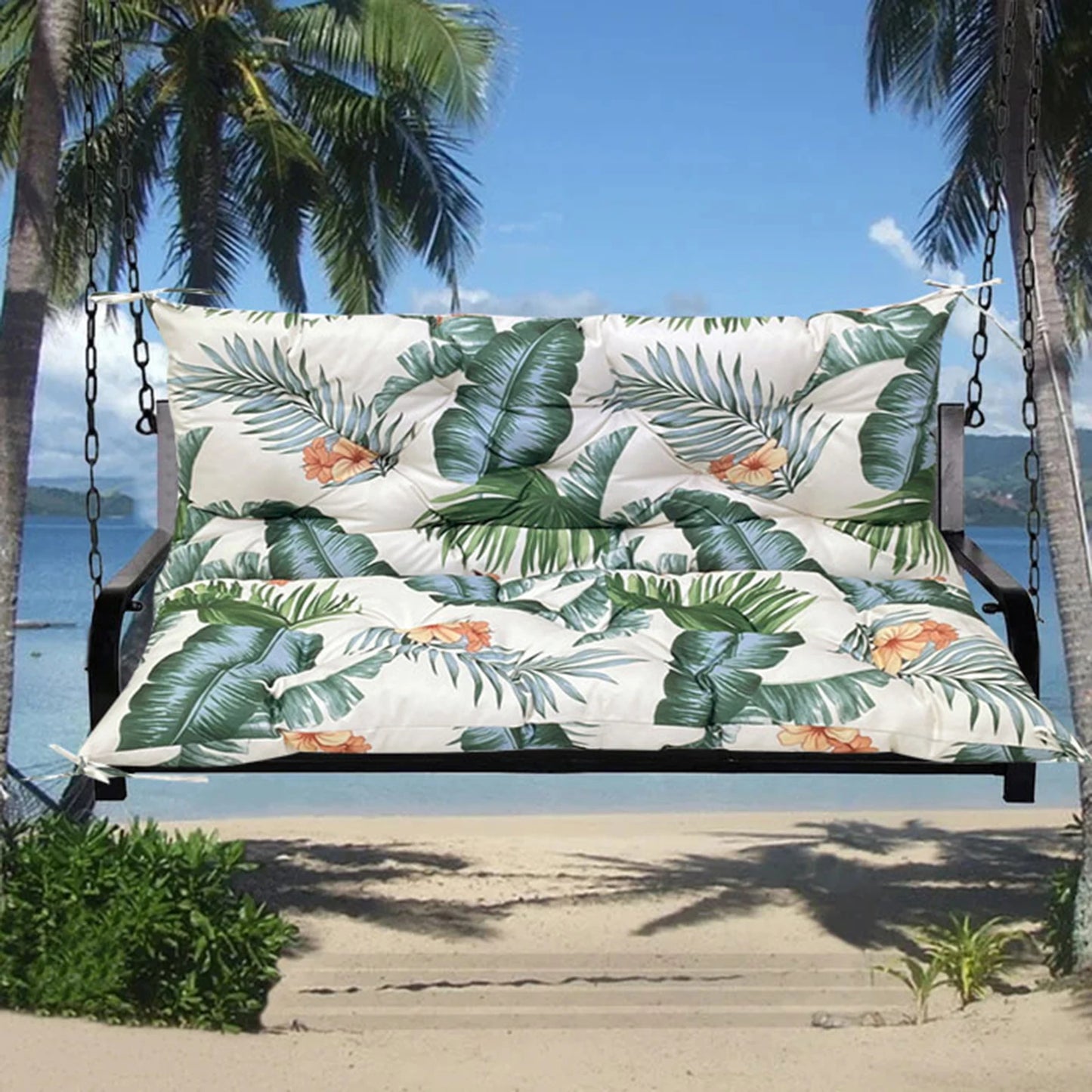 Outdoor Bench Cushions Garden Swing Seat Cushions with Backrest 2/3 Seater Replacement Cushion for Outdoor Swing Sofa Pad Settee