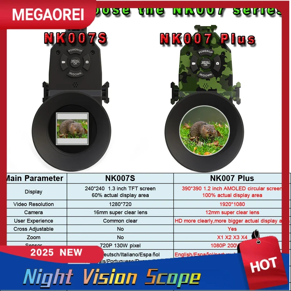 Megaorei NK007 2025 New 1080P Night Hunting Scope Binoculars Hunting Camera Scope For Fishing And Hunting