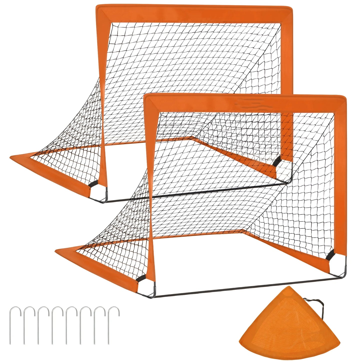 2 Pack Kids Soccer Goal Set With Net & Ball Pop Up Portable Backyard Training Equipment For Ages 3-16 Outdoor Youth Games Gift