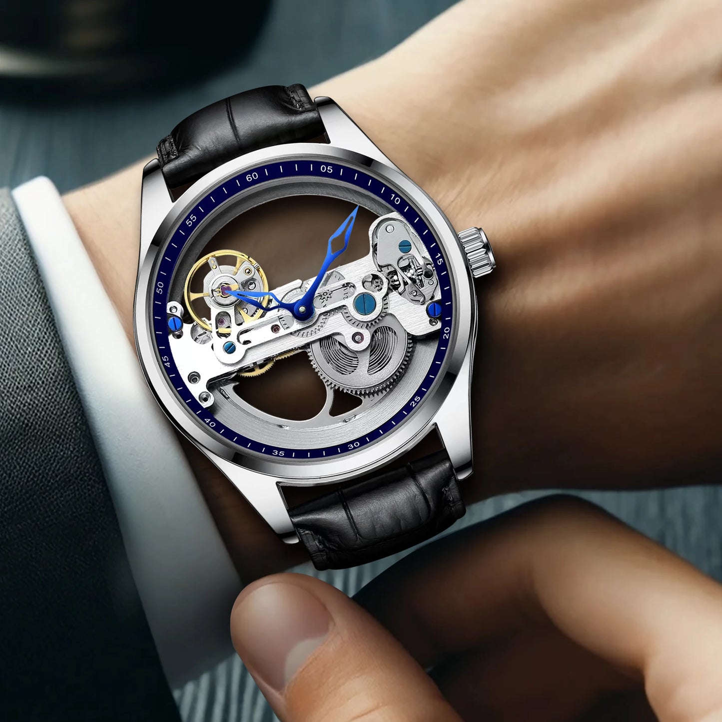 New men's watch with fashionable design, novel, unique, simple, atmospheric, versatile, handsome, trendy men's mechanical watch