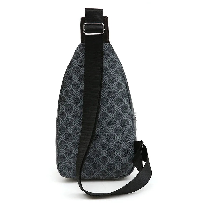 Men's Chest Bag PU Leather, Waterproof Crossbody Sling Bag, Lightweight Large Capacity Shoulder Bag for Commuting Travel Outdoor