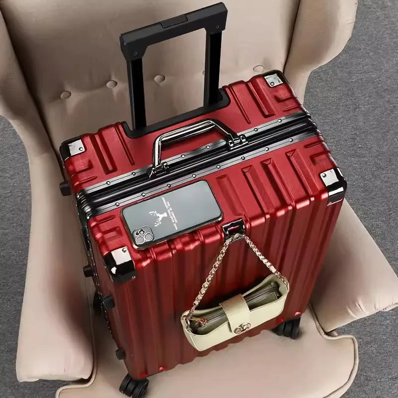 Luggage female mute universal wheel trolley case aluminum frame 24 inch student password suitcase male