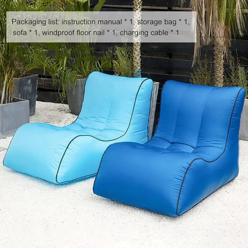 Outdoor Beach Inflatable Sofa Single Inflatable Sofa Lazy Cushion Bed Outdoor Furniture Camping Portable Folding Bed Seat