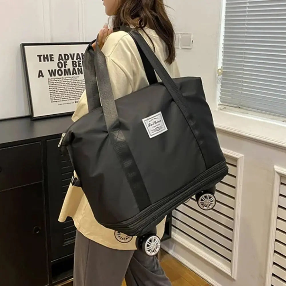 Travel Trolley Luggage Storage Bag With Wheels Waterproof Pulley Portable Collapsible Expandable Fashion Large Capacity Clothes