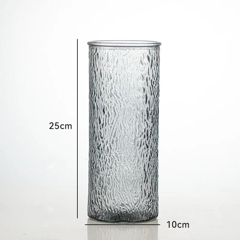 Stripe Glass Vases Flower Bottle Simple Vase Decoration Creative Primary Color Glass Water Nourishing Vase Living Room Table Dec