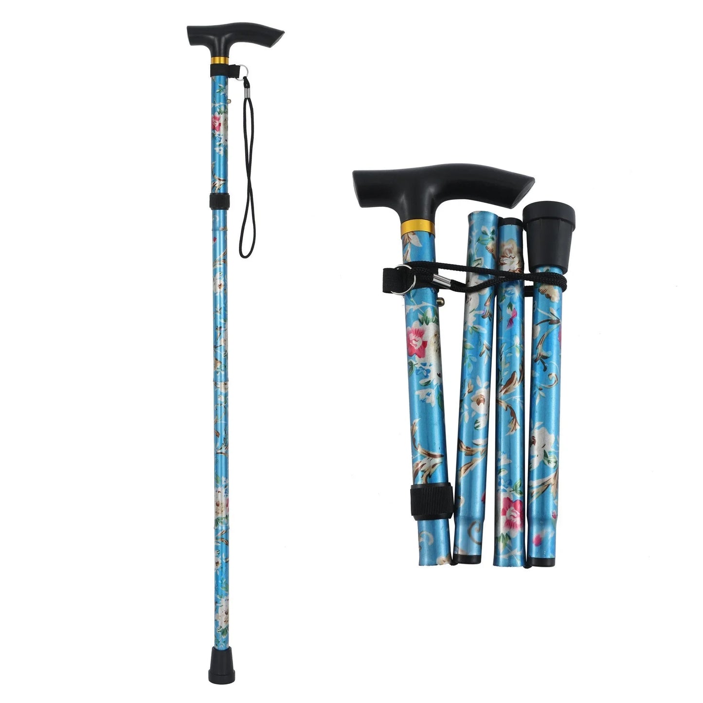 Outdoor Trekking Poles Portable Foldable Five Section Walking Pole Multi Function Telescopic Walking Stick Hiking Accessories