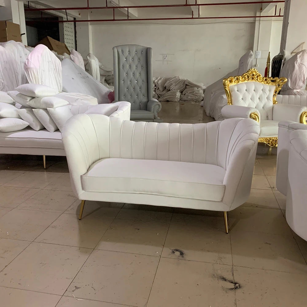 Manufacturing Hotel Hot White Velvet Throne Sofa For Wedding Event