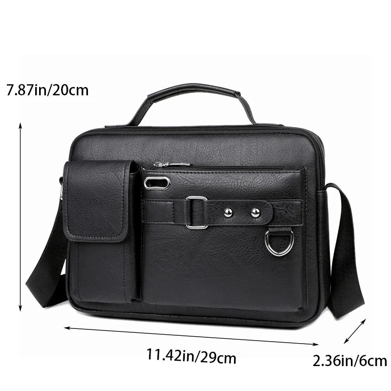 Large Capacity Men's Bag Multiple Pockets Business Shoulder Bag Message Bag Multi Functional Handbag For Men Commuting