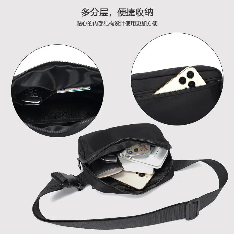 Men Chest Bag Small Fashion Male Shoulder Crossbody Bags Sling Phone Bag for Man 2025 Nylon Sports Student Body Rig Black Travel