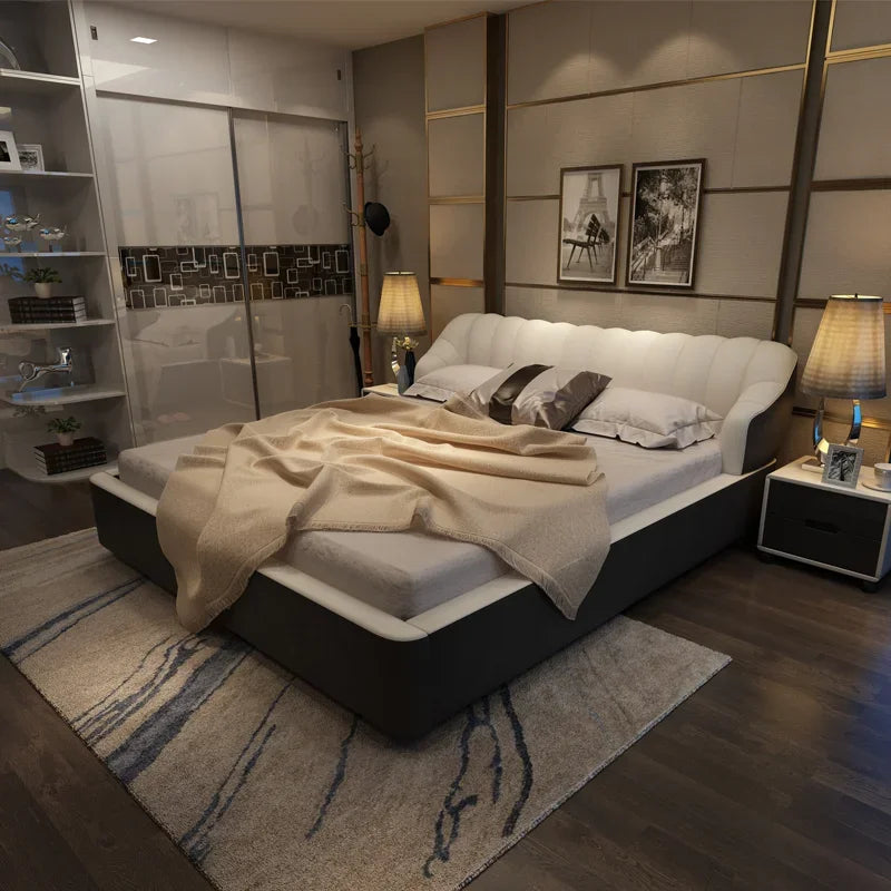 Lazy Luxury Modern Bed Frame Aesthetics Double Small Family Designer Apartment Bed High End Confortable Classic Lit Furniture