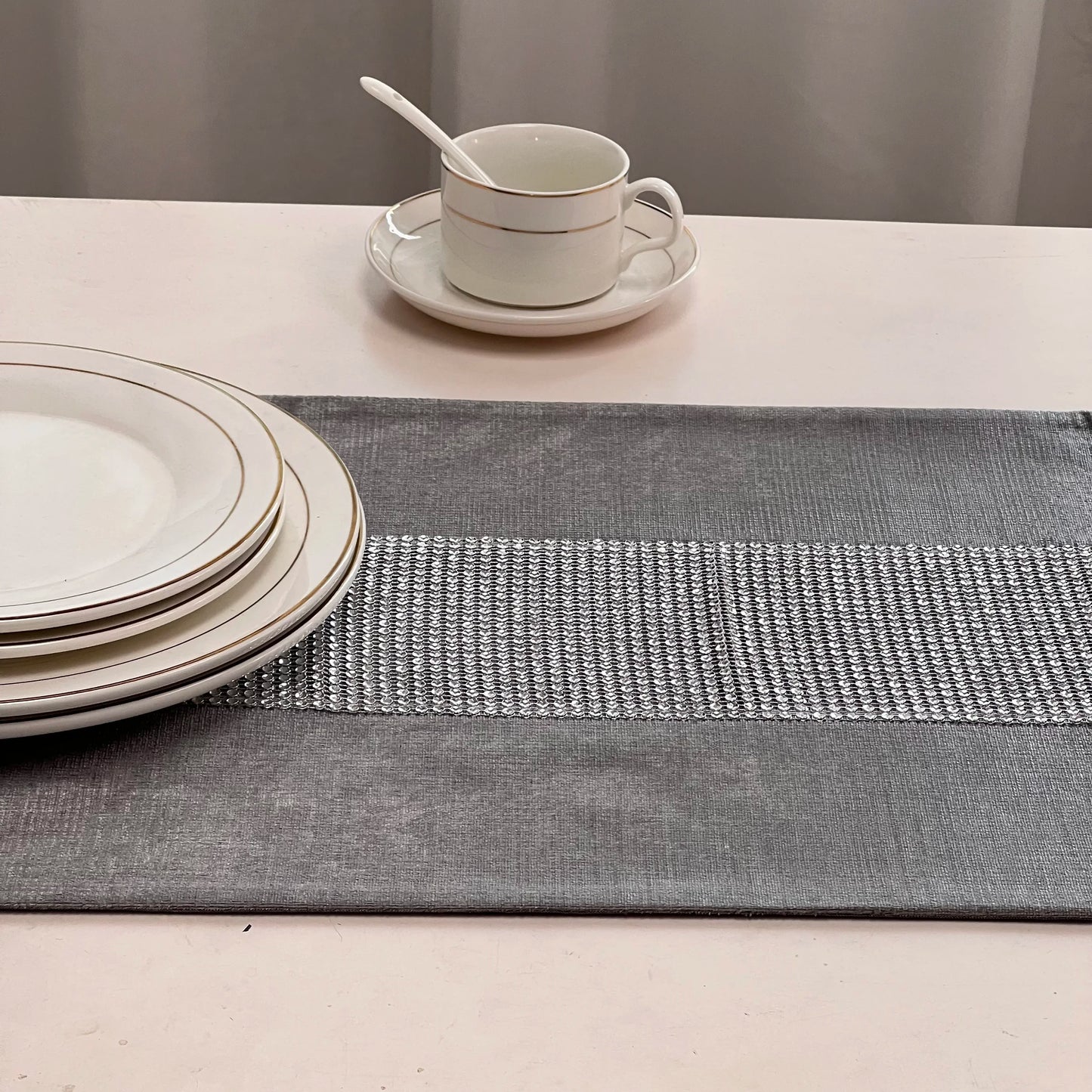 Modern Style Sparkling Accessories, Diamond Minimalist Velvet Dining Table, Holiday Party, Home Decoration, Table Flag