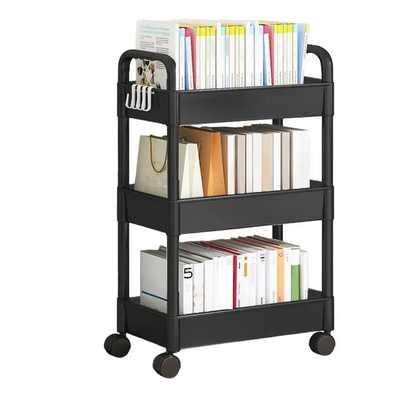 Storage Shelves Table Rack Trolley Solid Home Use With Wheel Sofa Back Dinning Room Storage Rolling Cart Black/White Color